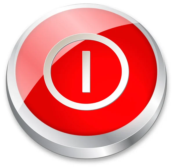 3d On Off botão no vermelho — Vetor de Stock