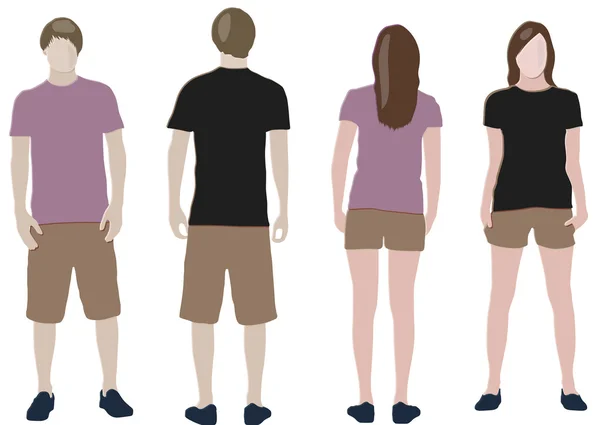 T-shirt πρότυπα σχεδίασης (μπροστά & πίσω) — Διανυσματικό Αρχείο