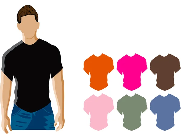 Homme portant un t-shirt noir — Image vectorielle