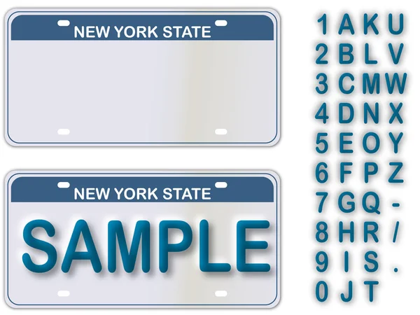 Leeres Nummernschild New York mit editierbarem Live-Text — Stockvektor