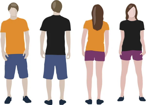 Чорні, помаранчеві шаблони дизайну футболок (передній і задній) на чоловічій — стоковий вектор