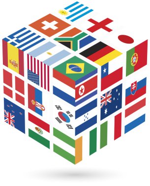 Dünya Kupası 3d küp şeklinde katılan Ulusal bayrakların üniformaları