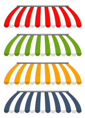 four different colored vector awnings clipart