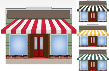 four different color vector awnings clipart