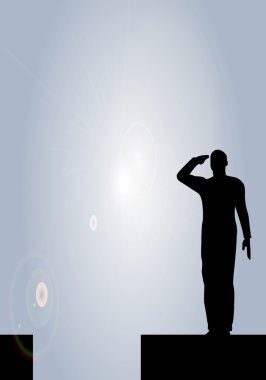 Bir askerin silueti selamlıyor