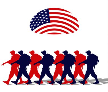 bir ordusu askerlerinin silüeti