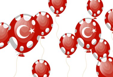 Türk bayrağının kırmızı balonlar