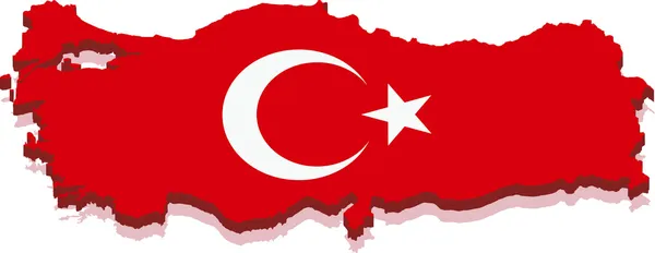 Turkije kaart met vlag — Stockvector