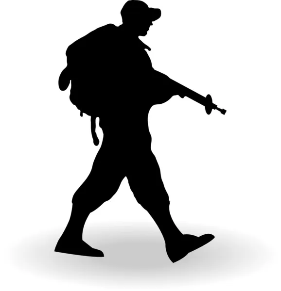 Silhouette de soldat de l'armée — Image vectorielle