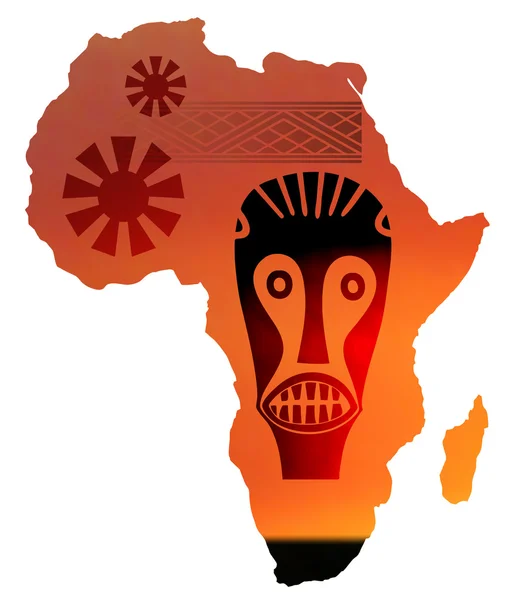 日没でアフリカの地図のイラスト — ストックベクタ