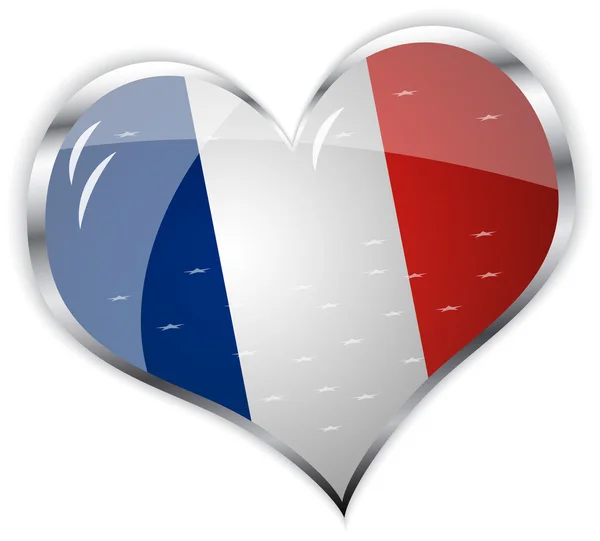 심장 모양에 프랑스의 국기 — 스톡 벡터