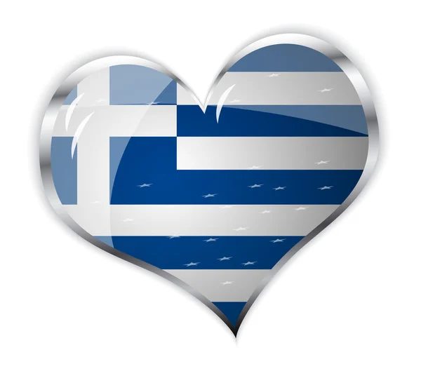 国旗的希腊在心的形状 — 图库矢量图片