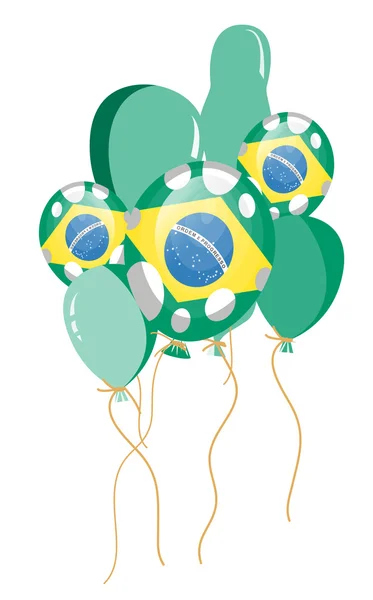 巴西国旗有白色斑点的绿色气球 — 图库矢量图片
