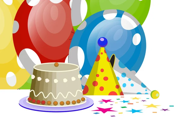 生日气球和装饰品 — 图库矢量图片