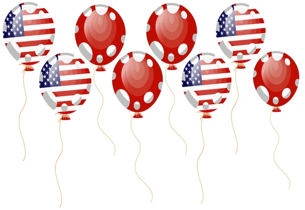 Roter Ballon mit amerikanischer Flagge — Stockvektor