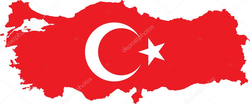 Turkey Map with Turkish Flag