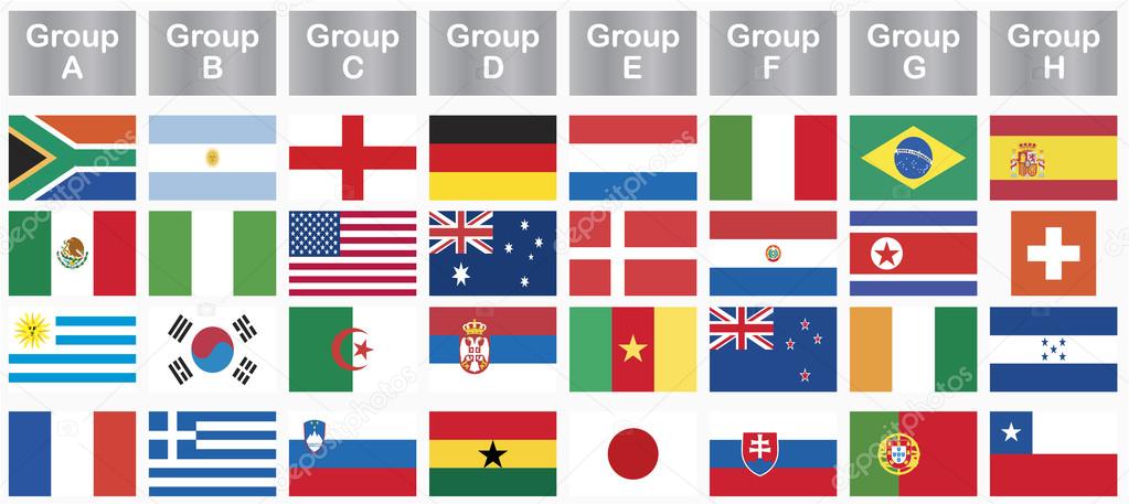 uniforms of national flags participating in world cup in rectangle shape
