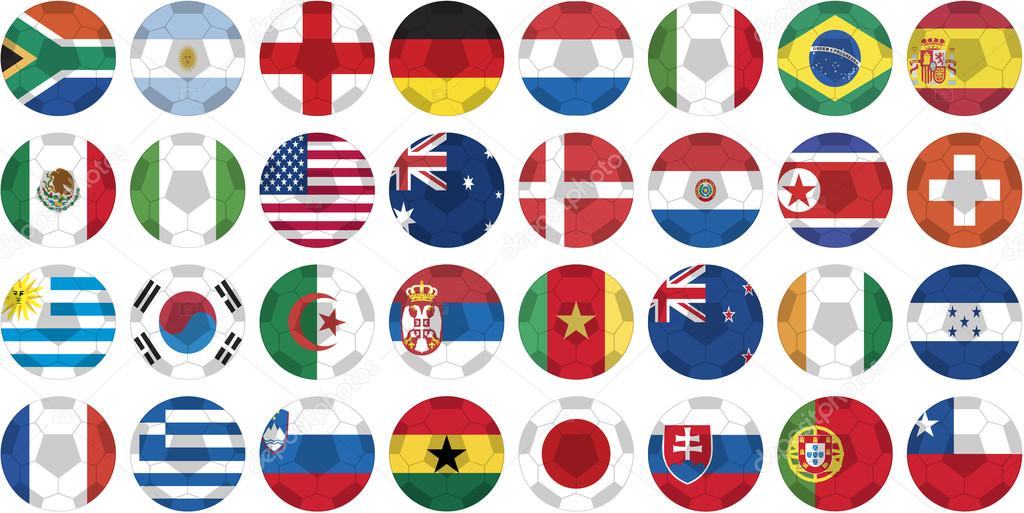 uniforms of national flags participating in world cup in circular shape