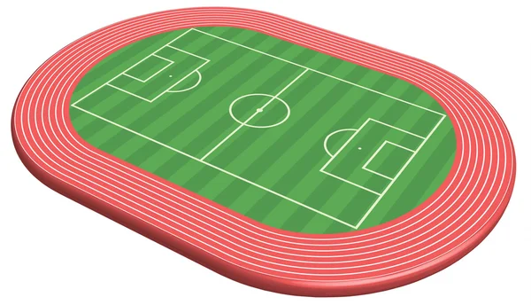 Campo de fútbol tridimensional — Vector de stock