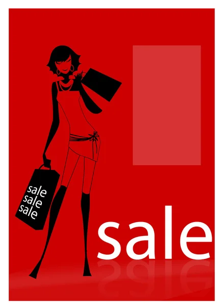 出售-购物中心的女人 — 图库矢量图片