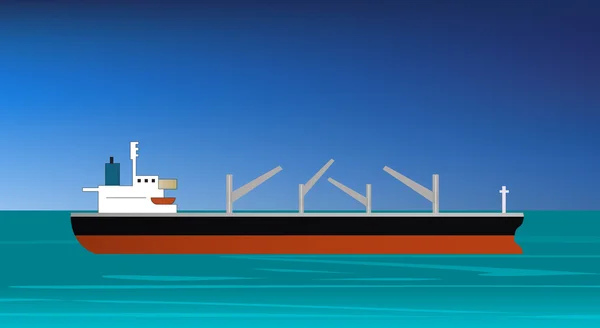 Φορτηγό πλοίο πλησιάζει ή την είσοδο στο λιμάνι — Διανυσματικό Αρχείο