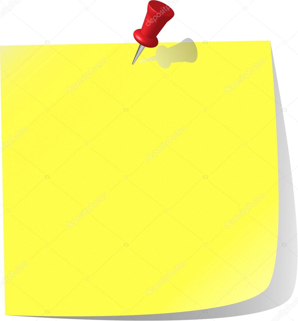 Vector - pinned note paper, canary yellow