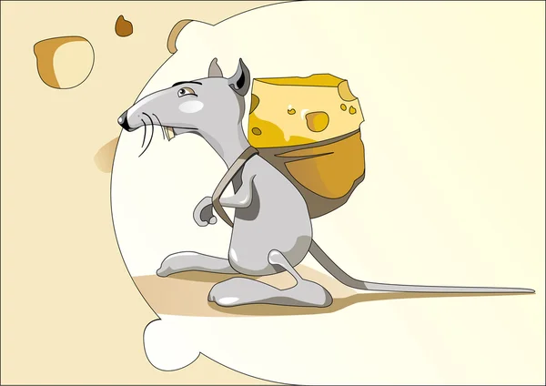 Muis met een zak van kaas Rechtenvrije Stockvectors