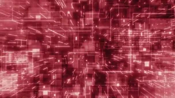 Κάμερα Που Φέρουν Ένα Κόκκινο Ψηφιακό Τεχνολογικό Αφηρημένο Ολόγραμμα Matrix — Αρχείο Βίντεο