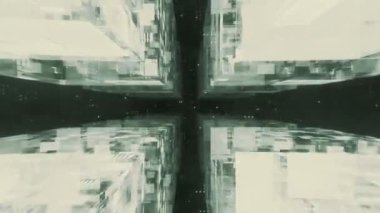 Kamera sanal bir siyah beyaz siber uzay döngüsüne giriyor.