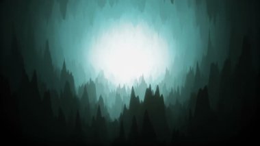 Karanlık Mystic stilize edilmiş bir siluet mavi taş mağara tünelini keşfeden kamera. Yuvarlak mağaranın sonundaki ışık huzmeleri. Döngülü canlandırma arkaplanı
