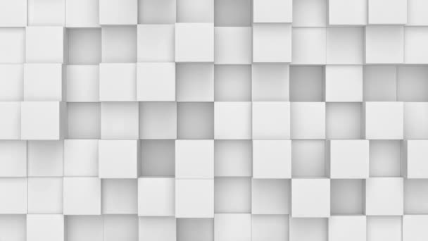 概要幾何学的表面ループ 光をきれいに最小の正方形のグリッド不規則なパターンを ランダムな手の動きの背景キャンバス建築白い壁 シームレスループ 3Dアニメーション — ストック動画