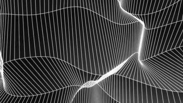 Abstract Geometric Monochrome Motion Background Formed White Lines Black Background — Vídeo de Stock