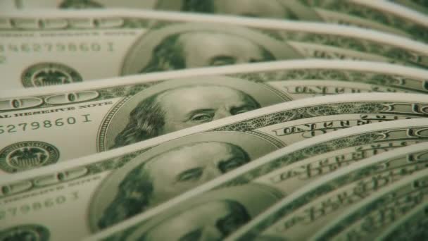 100 Amerických Dolarů Zavřít Animované Pozadí Bankovky Finanční Investiční Koncepce — Stock video