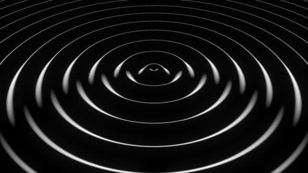 Superfície Estilizada Ondulada Fundo Escuro Círculos Divergentes Material Óleo Reflexivo — Vídeo de Stock