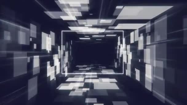 Kamera Fliegt Eine Technologische Abstrakte Digitale Sci Korridor Hintergrundschleife Futuristischer — Stockvideo
