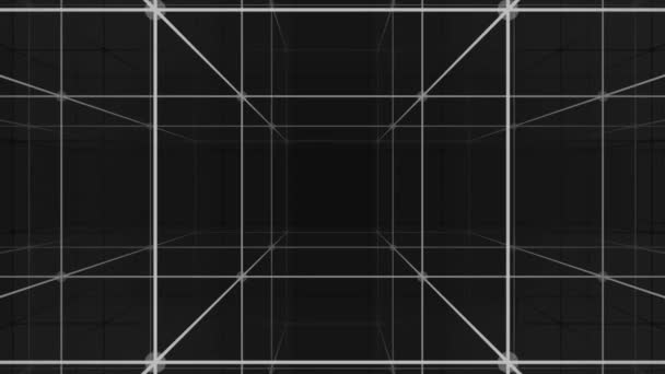 Camera Moving Grid Infinite Space Digital Cyberspace Data Network Connections — Vídeos de Stock