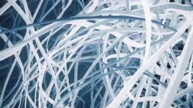 Abstract background with low poly blue wavy cables stripes. Modern connection digital 3d rendering 4k looping animation.