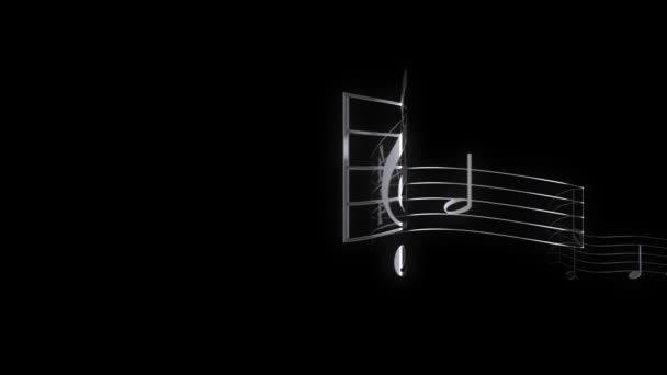 Fond Musical Notes Musicales Brillantes Coulant Sur Fond Noir Animation — Video