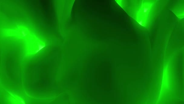 3Dレンダリング緑のエネルギーの浮動光沢のある表面進化 4K概要多色流体プラズマエネルギー波背景 3Dループアニメーション — ストック動画