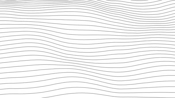 Flat Style Retro Wave Stripes Animation Black White Minimal Curved — Stock Video