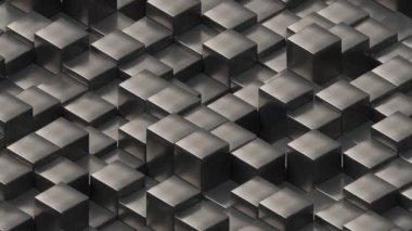 Soyut evrimleşen metal küpleri rastgele hareket 3D animasyon, 4k kusursuz döngü arkaplan