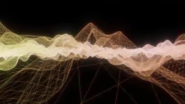 Abstract Technology Kamera Bewegt Sich Einem Komplexen Drahtgeflecht Bunte Welle — Stockvideo