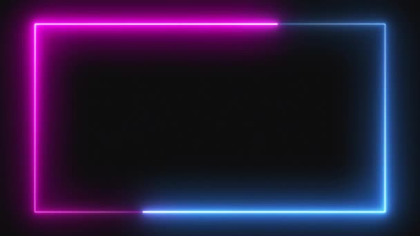 Abstract Seamless Looped Background Rectangular Ultraviolet Glowing Neon Text Box — Stock Video