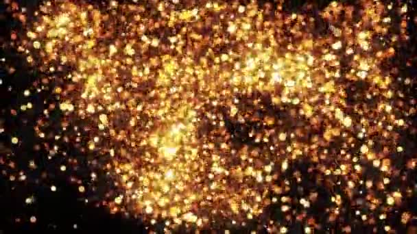 Φώτα Χρυσό Λαμπερό Αφρώδη Bokeh Σωματίδια Φόντο Χρυσό Κομψό Αφηρημένο — Αρχείο Βίντεο