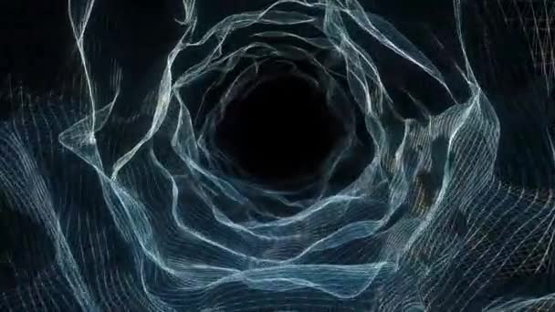 Abstraktes Dynamisches Science Fiction Wireframe Portal Futuristischer Endloser Tunnel Deep — Stockvideo