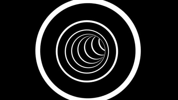 Black White Tunnel Optical Illusion Concentric Psychedelic Stripes Circles Background — Stock Video