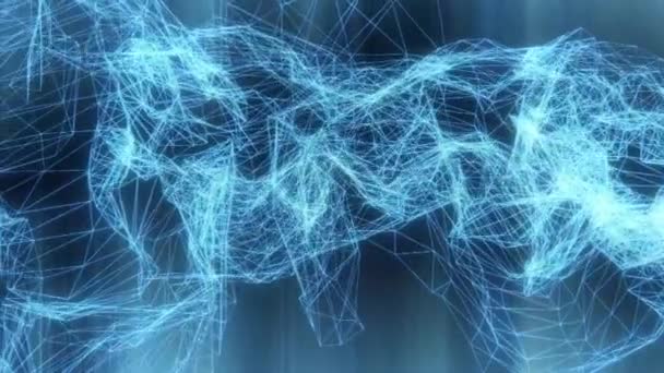 Sammanfattning Fantasy Digital Vertex Blue Data Networks Animation Abstrakt Fraktal — Stockvideo