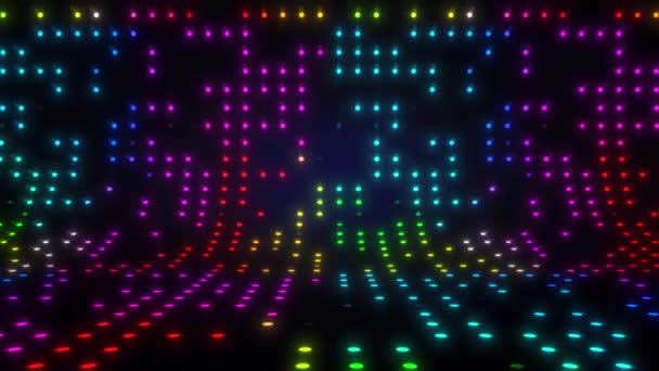 Böjd Flerfärgad Glödande Led Ljus Vägg Blinkande Cirkel Lysdioder Digital — Stockvideo