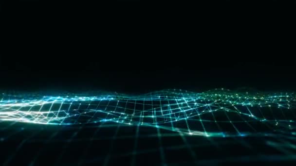 Abstrakte Blaue Digitale Technologie Big Data Wellenstrom Konzept Block Kettennetzwerk — Stockvideo