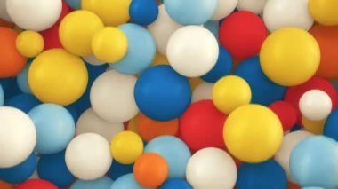 Renkli Dinamik Oyuncak Küreleri Düşen Arkaplan, 3D Canlandırma 4k